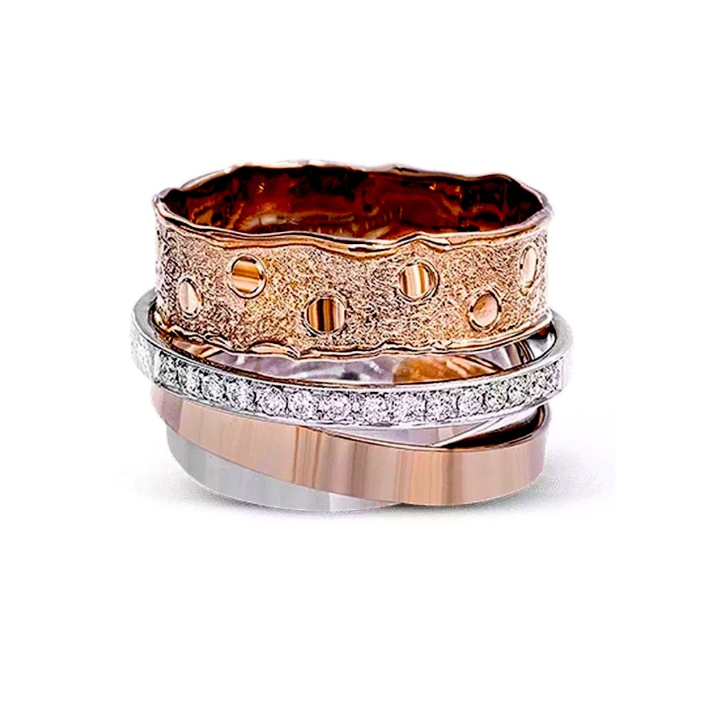 Rose Gold & Silver Wide Ring Brand New - Picture 9 of 10